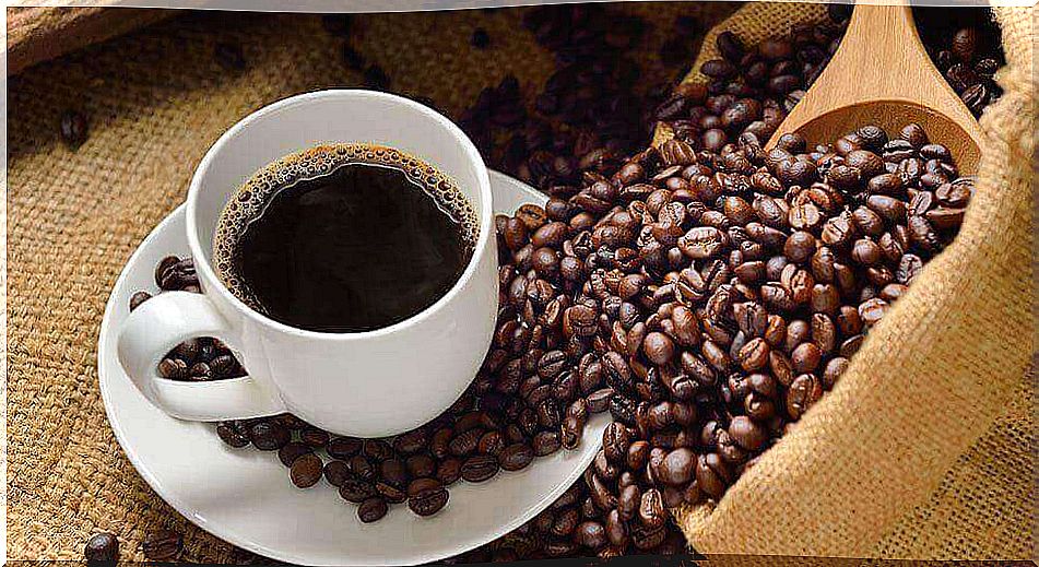 coffee beans and coffee cup