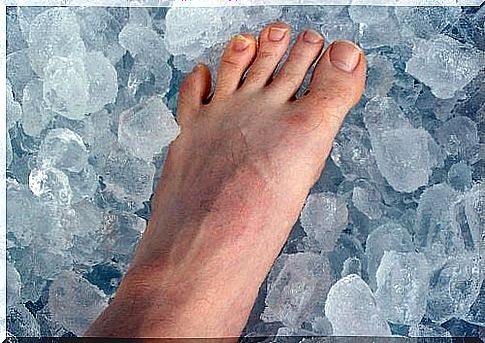 Foot on ice