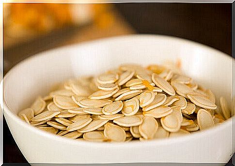 Pumpkin seeds in a cup