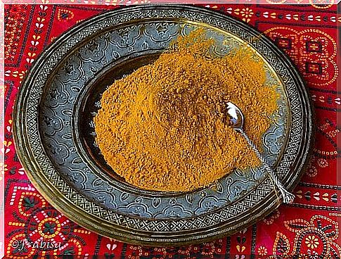 lots of turmeric powder on a plate