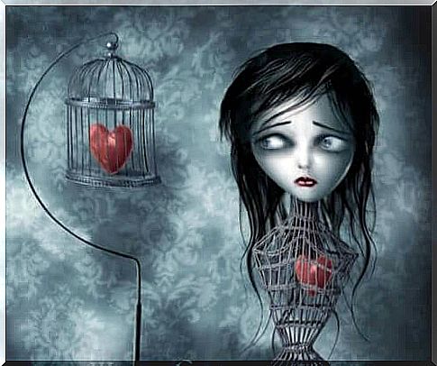 the girl's heart is in a cage